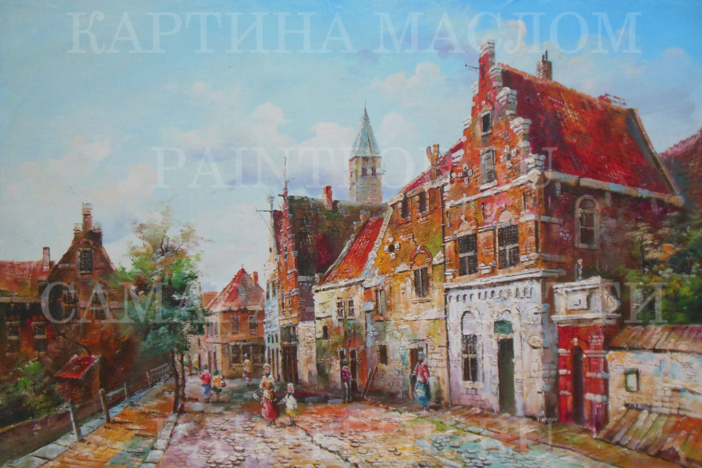 Картина маслом Голландские дома 60х90